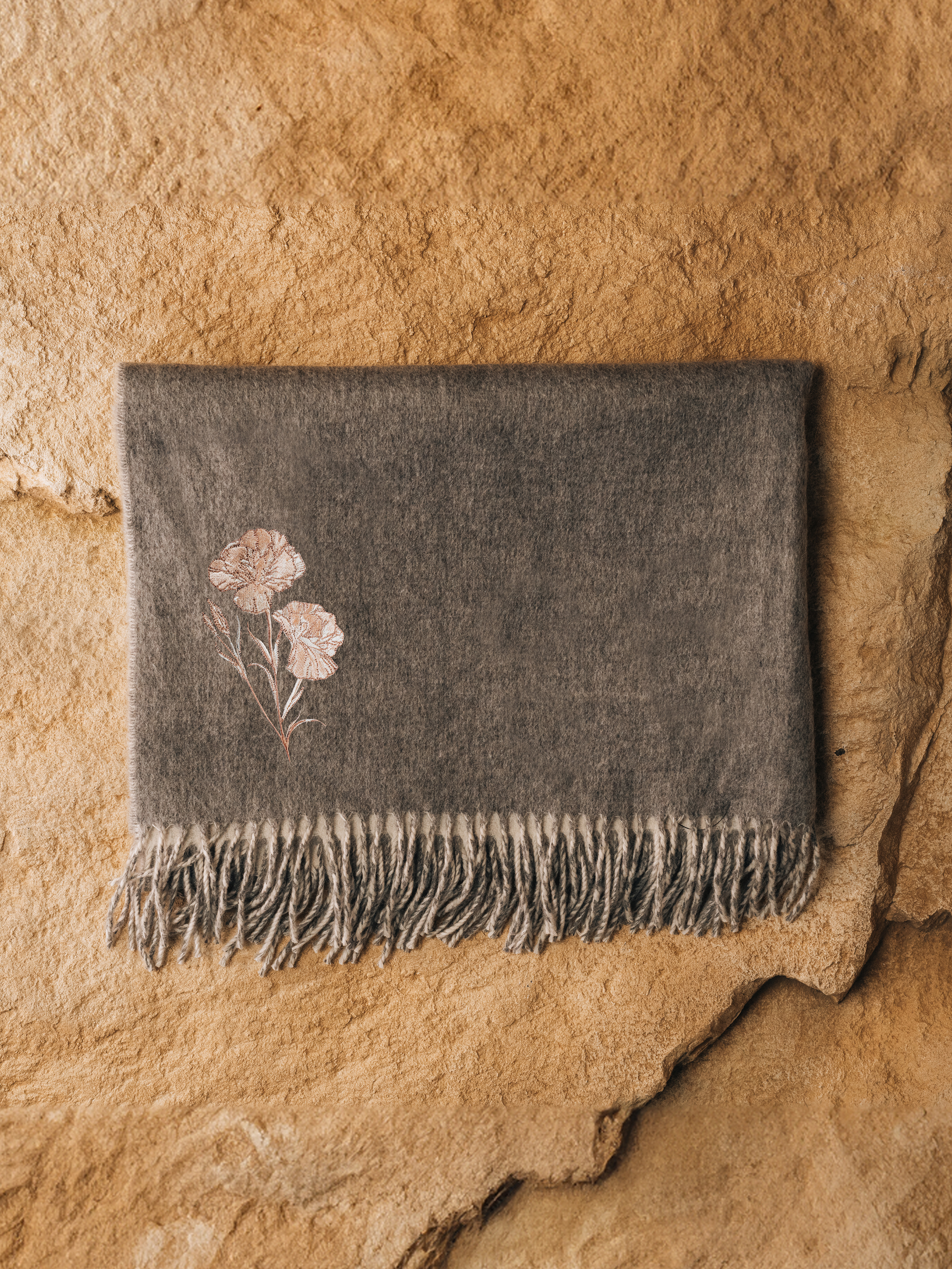 Grey and Cream Cashmere Stole